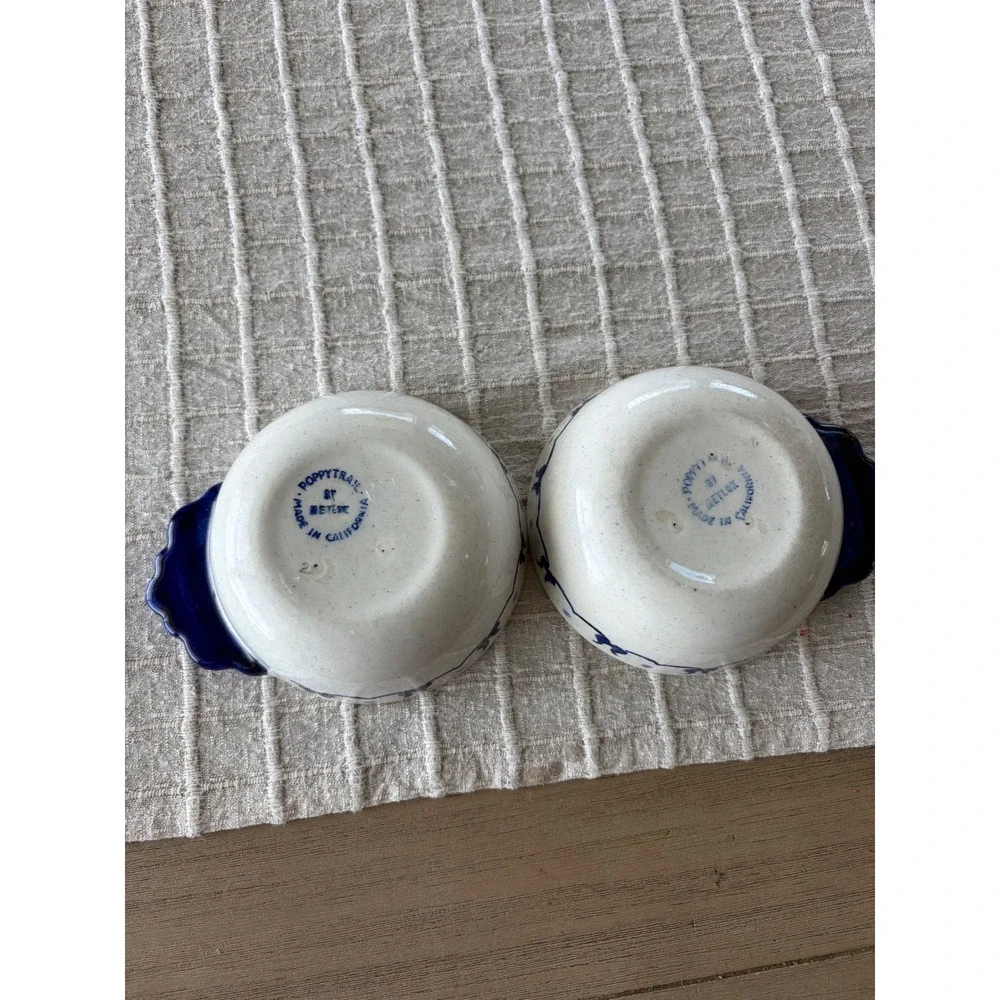 Set of 2 Metlox Poppytrail soup bowl in the Homestead Provincial Blue 5